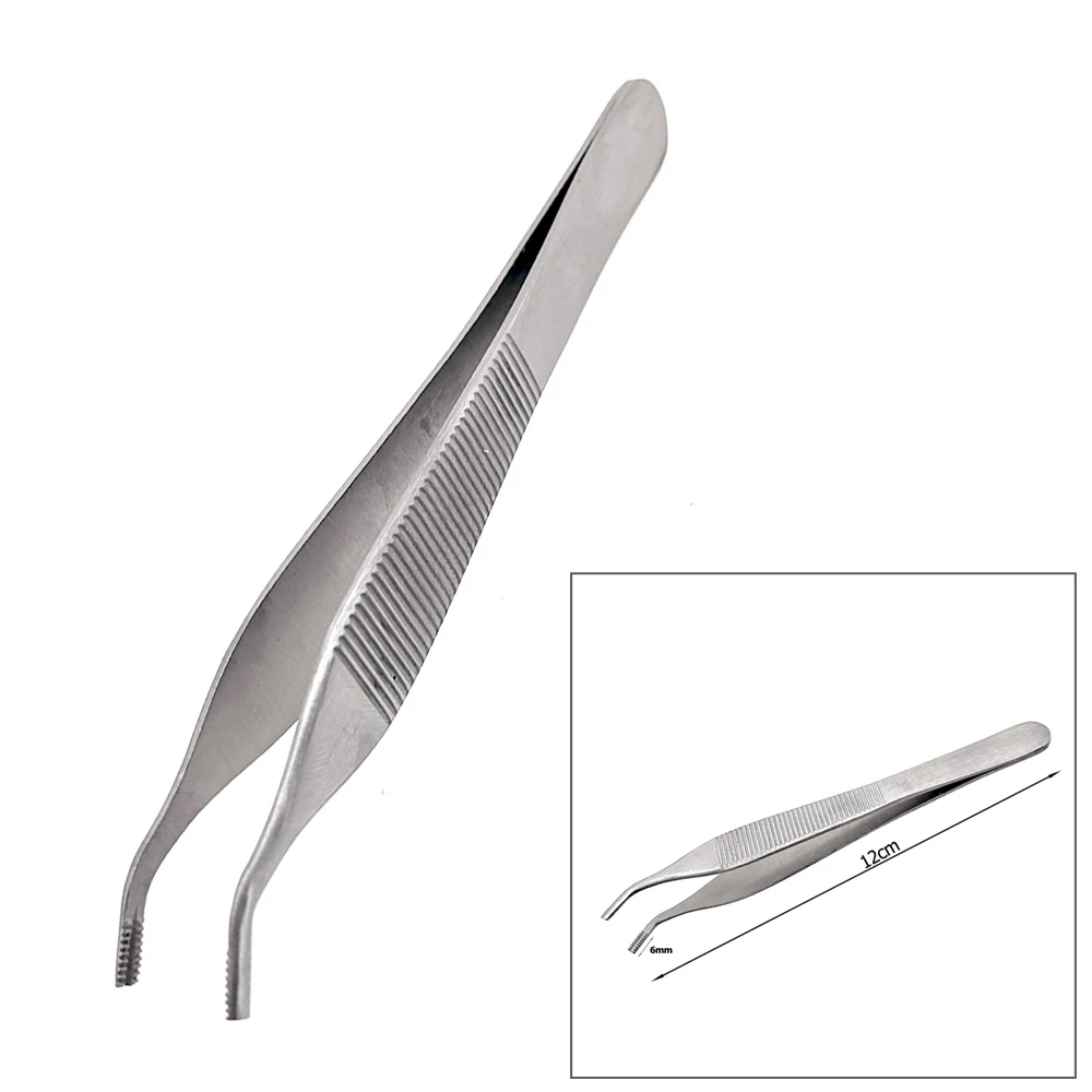 

Stainless Steel Dental/Ophthalmic Tweezers 12CM Toothed Cartilage Forceps Fat Tissue Surgical Slotted Tools