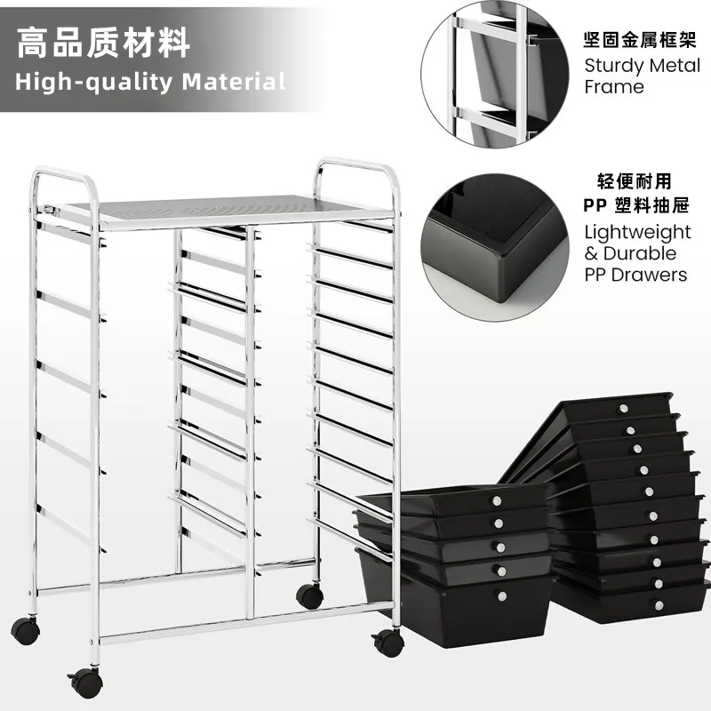 Custom Multi-layer Drawer Storage Cart, Color Wheeled Freestanding Rack for Multi-purpose Office Organization