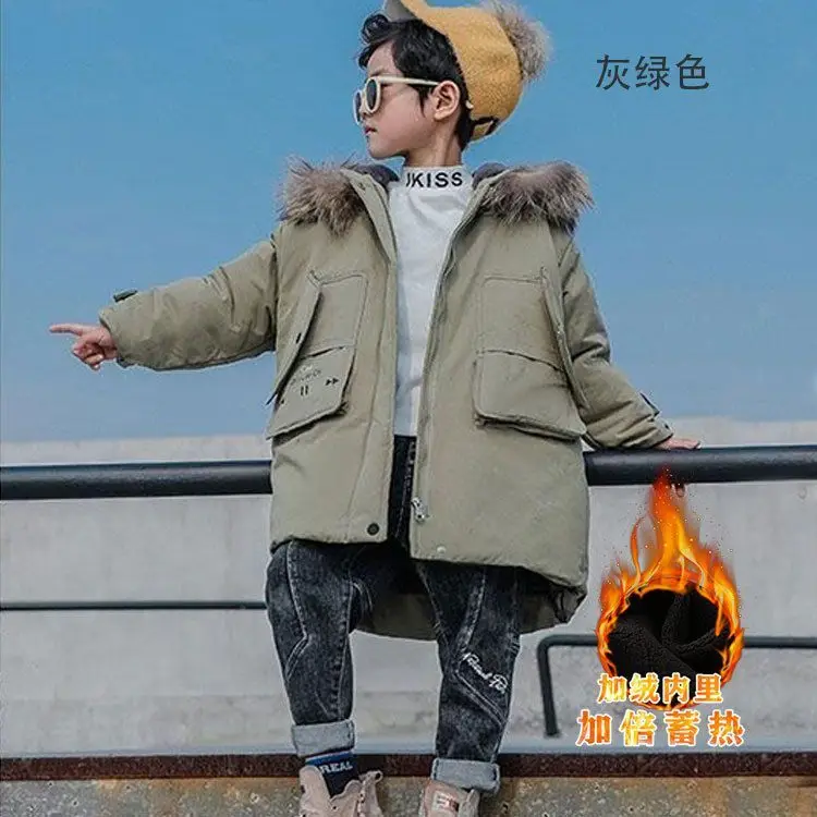 NEW High Quality Winter Child Boy Coats Jacket Parka Big Kids Thicking Warm Coat 6 8 10 12 14 Year Puffer Hooded Outerwears
