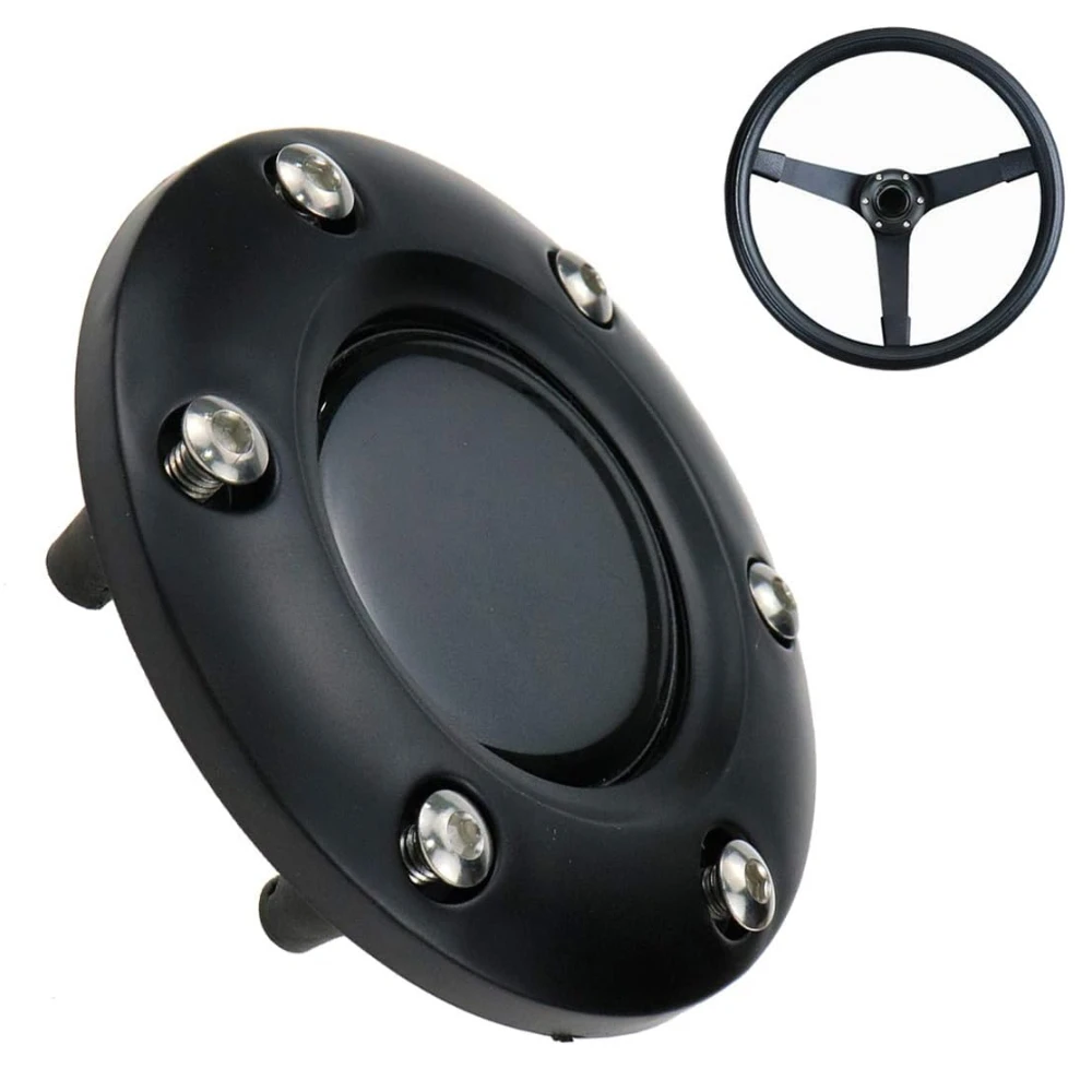 

Universal Fit Black Plastic Cover 6-Bolts Steering Wheel Horn Button for Auto Car, 85mm Diameter