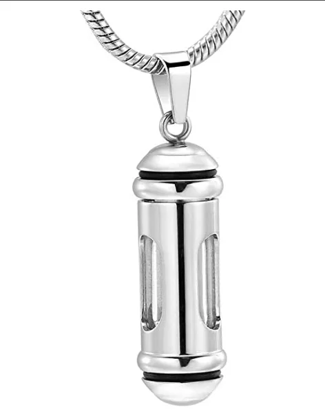 

Men Urn Necklace for Ashes Cylinder Bottle Memorial Ashes Keepsake Cremation Jewelry Pendant Necklace for Ashes