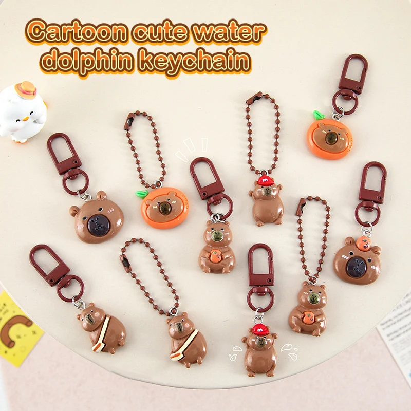 Cute Cartoon Capybara Keychain Earphone Case Car Keychains For Women Men Backpack Pendant Decoration Accessories Small Gifts