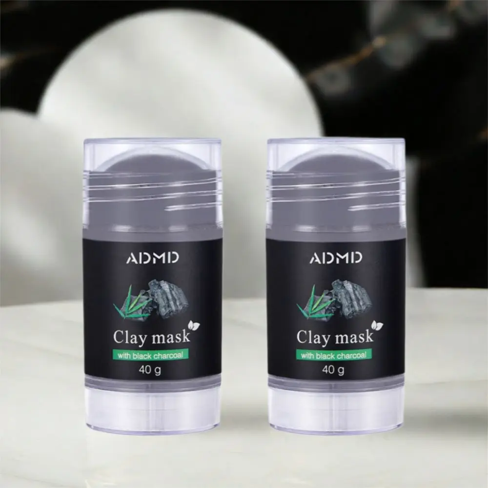 Masque de boue au charbon de bambou à Adsorption profonde, 2 pièces, bâton absorbant l'huile, raffinage des pores, masque de boue pour points noirs, élimination des points noirs