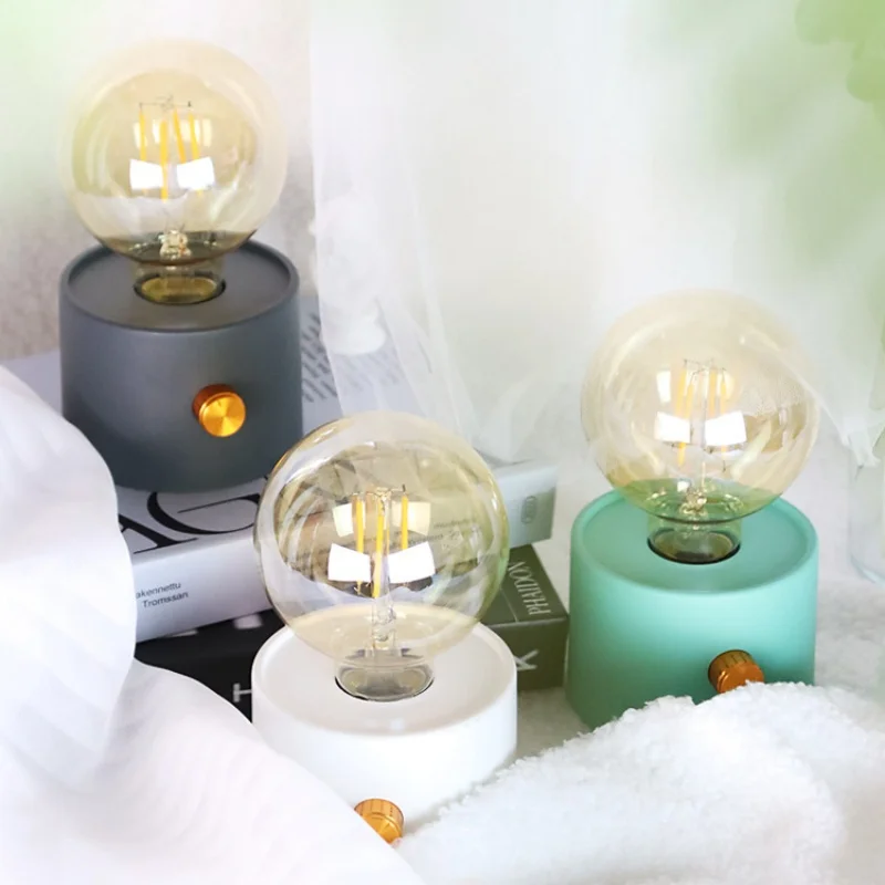 LED Night Light Battery Powered Bulb Lamp Desktop Office Light Retro Bulb Shape Night Light For Baby Room Bedroom Corridor Lamp