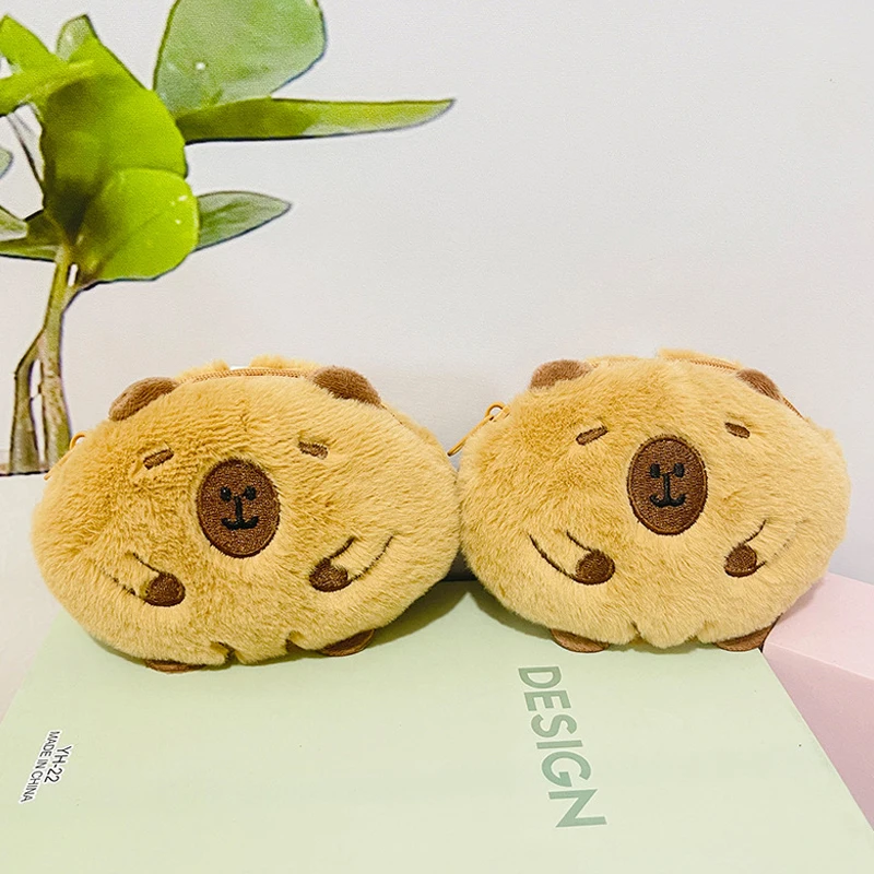 Cute Capybara Plush Wallet, Carteira Animal Dos Desenhos Animados, Bolsa De Dinheiro, Saco De Armazenamento De Fone De Ouvido, Chaveiro Pingente, Presentes De Aniversário