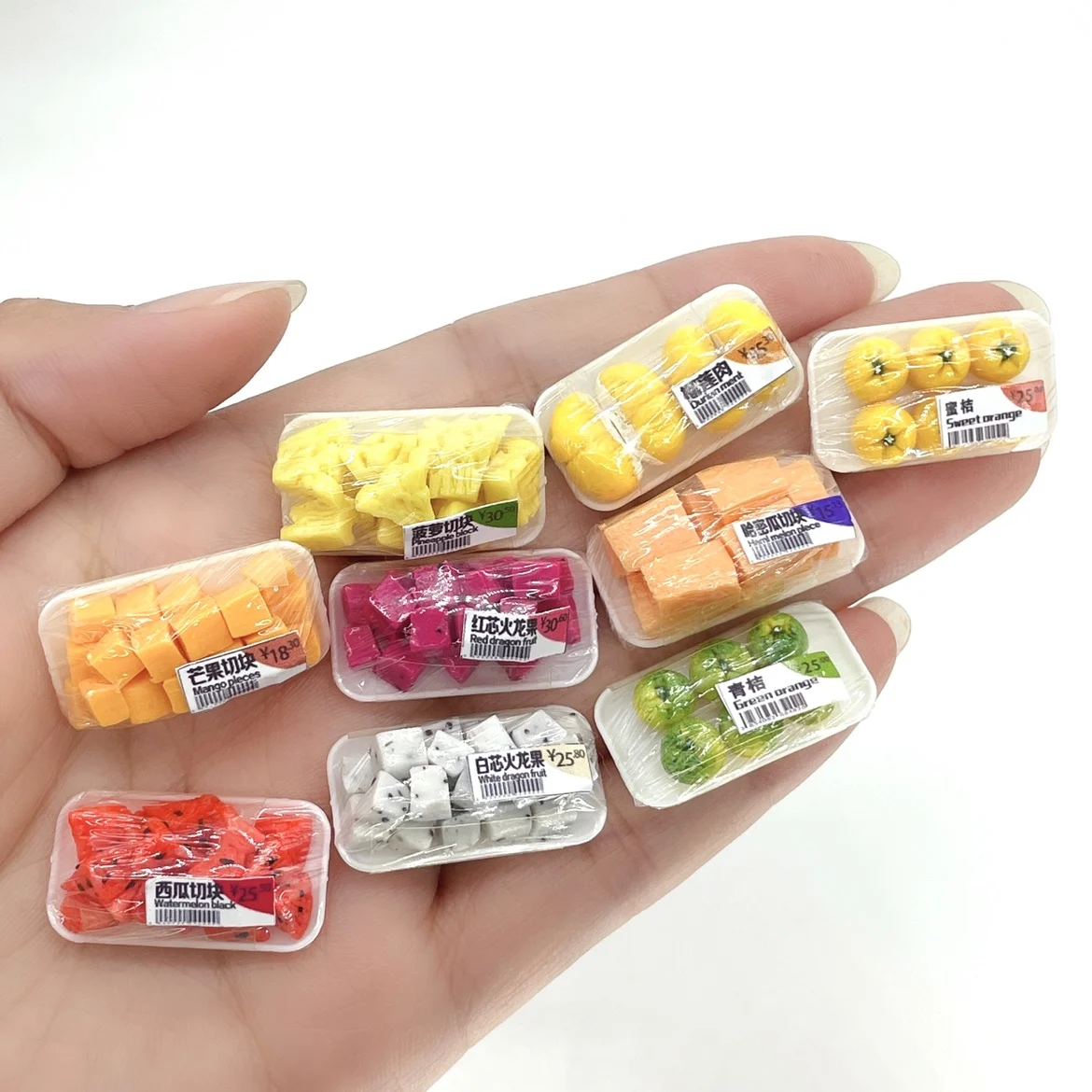 1/12 ミニチュア食品遊び Moldle Bjd 人形ボックスフルーツアクセサリーミニライチマンゴーマスクメロンチェリーカットフルーツドールハウスアクセサリー