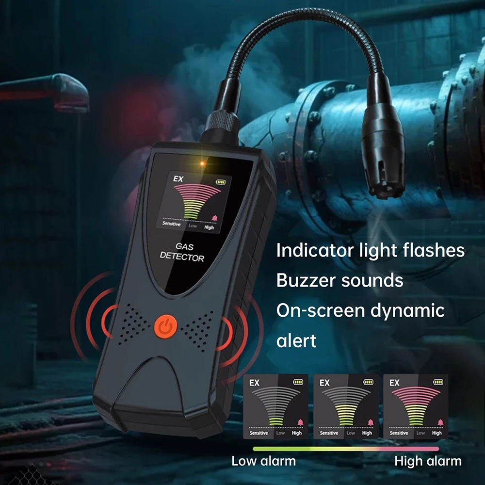 New Gas Detector Portable Combustible Gas Leak Detectors with LCD Screen Sound Light Alarm High Sensitivity Sensor for Kitchen