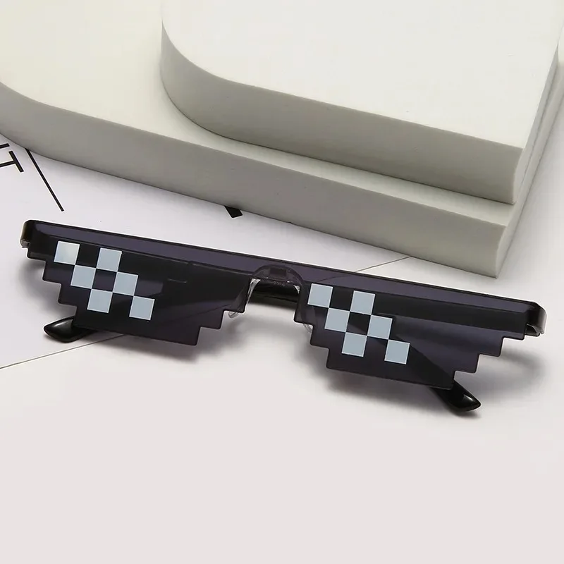 Funny Thug Life Sunglasses Pixel Funny Original Costumes Woman Male Vintage Pixel Black Mosaic Sunglasses Cool Funny Glasses