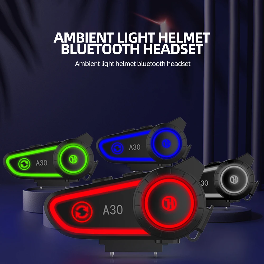 With LED Switch 5 Light Modes Motorcycle Bluetooth 5.2 Helmet Headset 2800mah Handsfree Earphone High Waterproof Noice Reduction