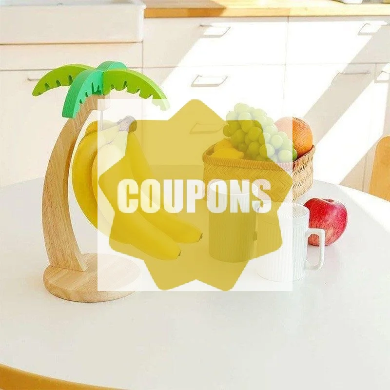 Wooden Banana Rack Hanging Kitchen Rack Simulated Leaf Decorative Fruit Vertical Storage Rack With Hook Kitchen Decoration