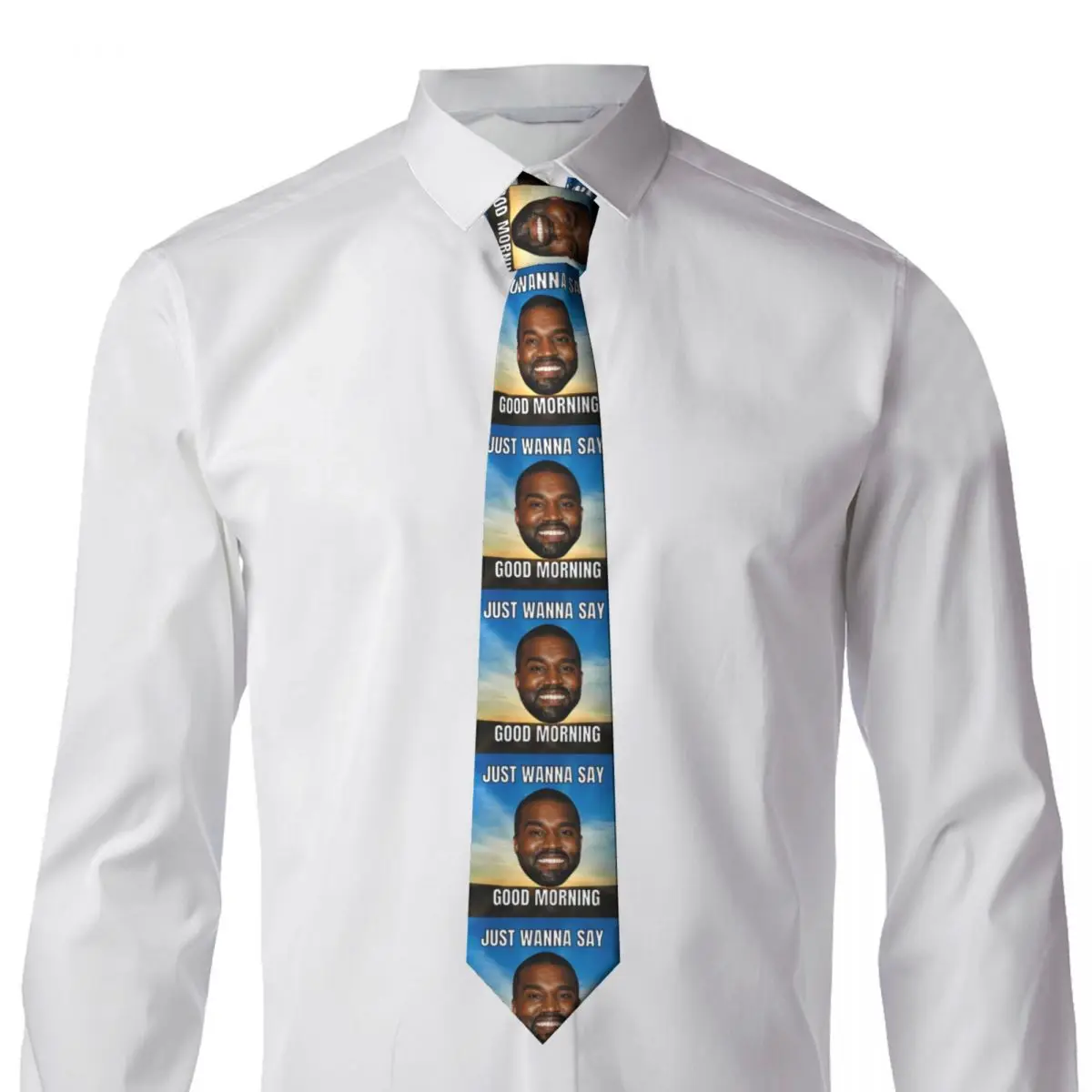 Classic Funny Kanye West Meme Neck Tie Mens Custom Silk POP Rapper Neckties for Office Cravat