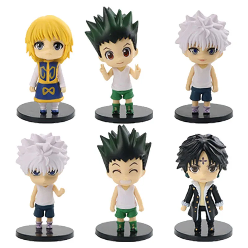 6 pçs/1 conjunto anime hunter × hunter figura killua zoldyck brinquedo chrollo lucilfer modelo gon freecss boneca figura de ação kurapika conjunto