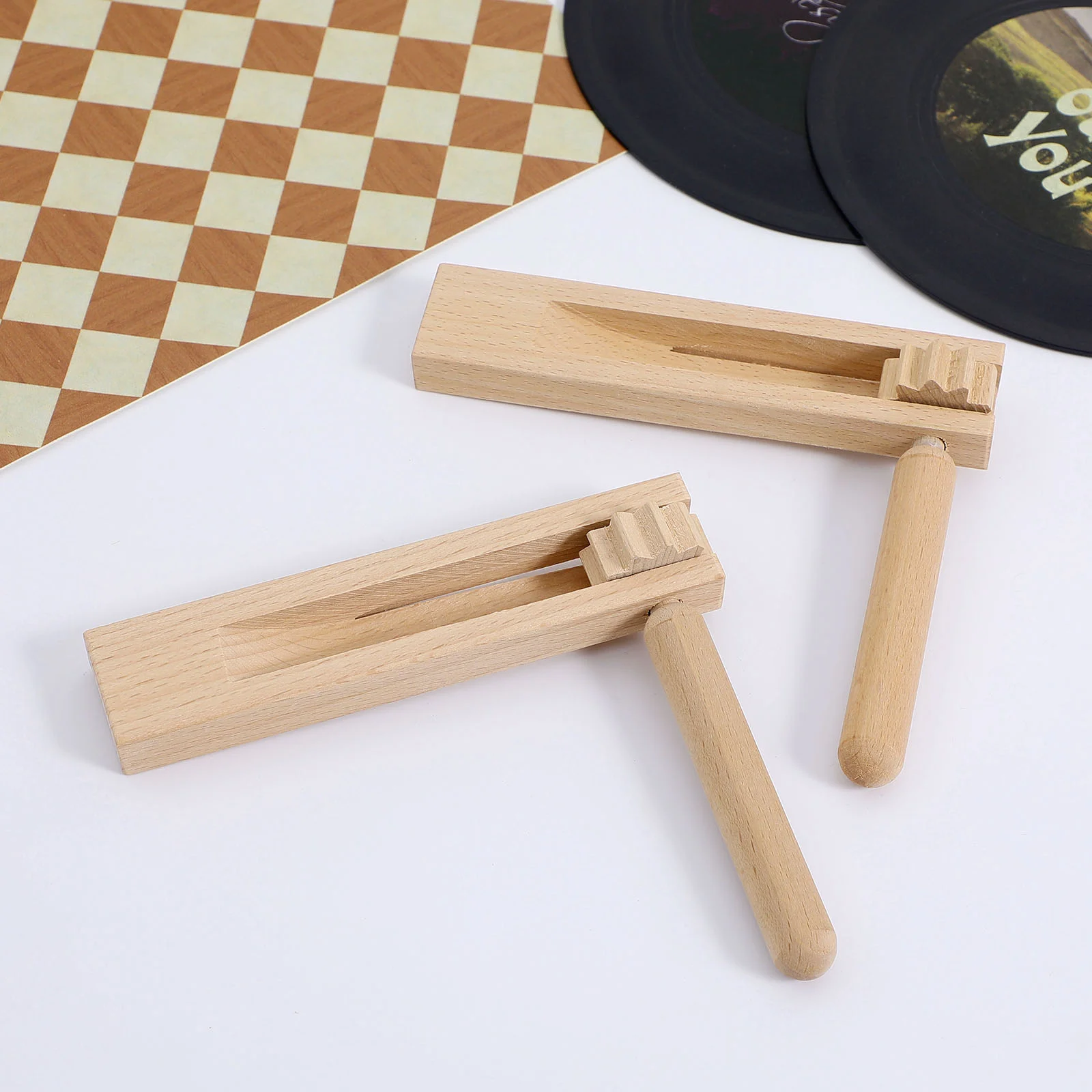 2 Pcs Soundboard Spinning Toys Musical Instrument Wooden Hand Percussion