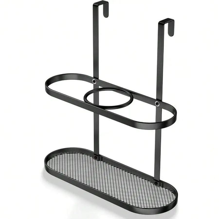 

3-In-1 Hair Tool Organizer For Dryer Straightener Curling Iron Black Elliptic Frame Cabinet Door Or Countertop