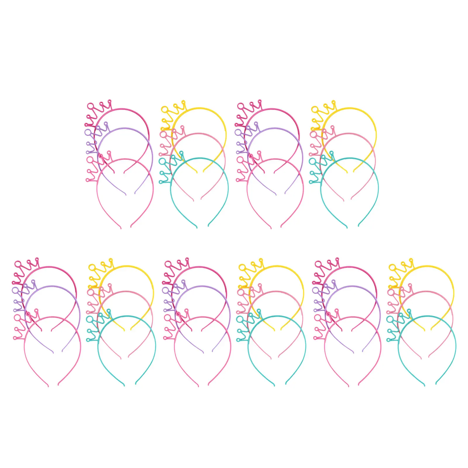 

30pcs Princess Crown Headbands Candy Color Kids Plastic Party Crowns For Birthday Stage Performance Hair Accessories Decor