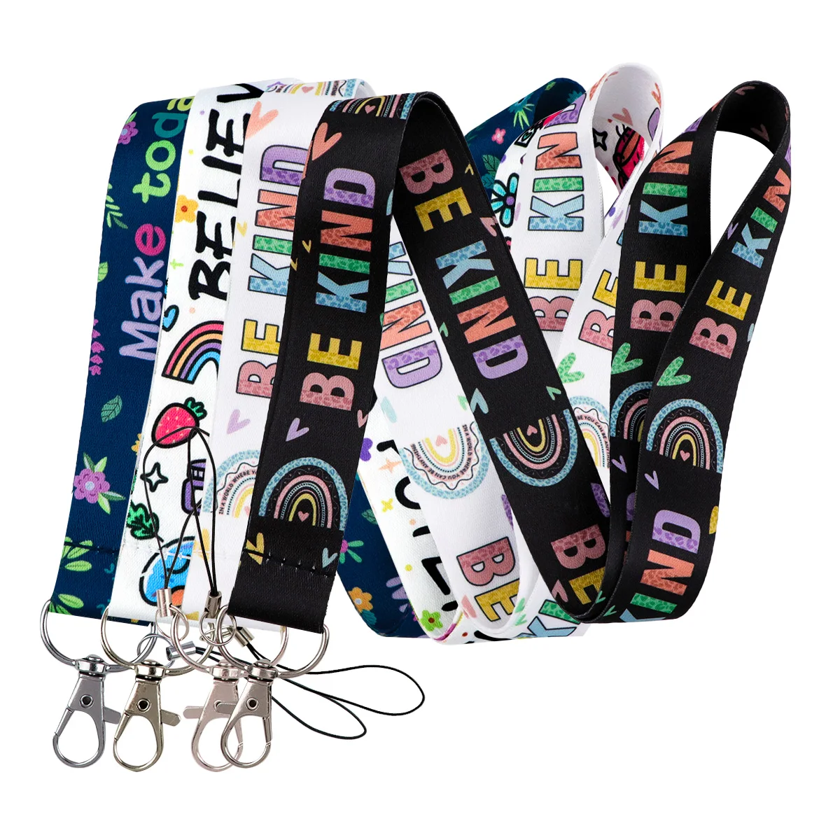 

2pcs/set Quotations Rope Strap Black Keychain Lanyard For Cars Motorcycles Keys White Anti-Lost Rope Fashion Accessories Gifts