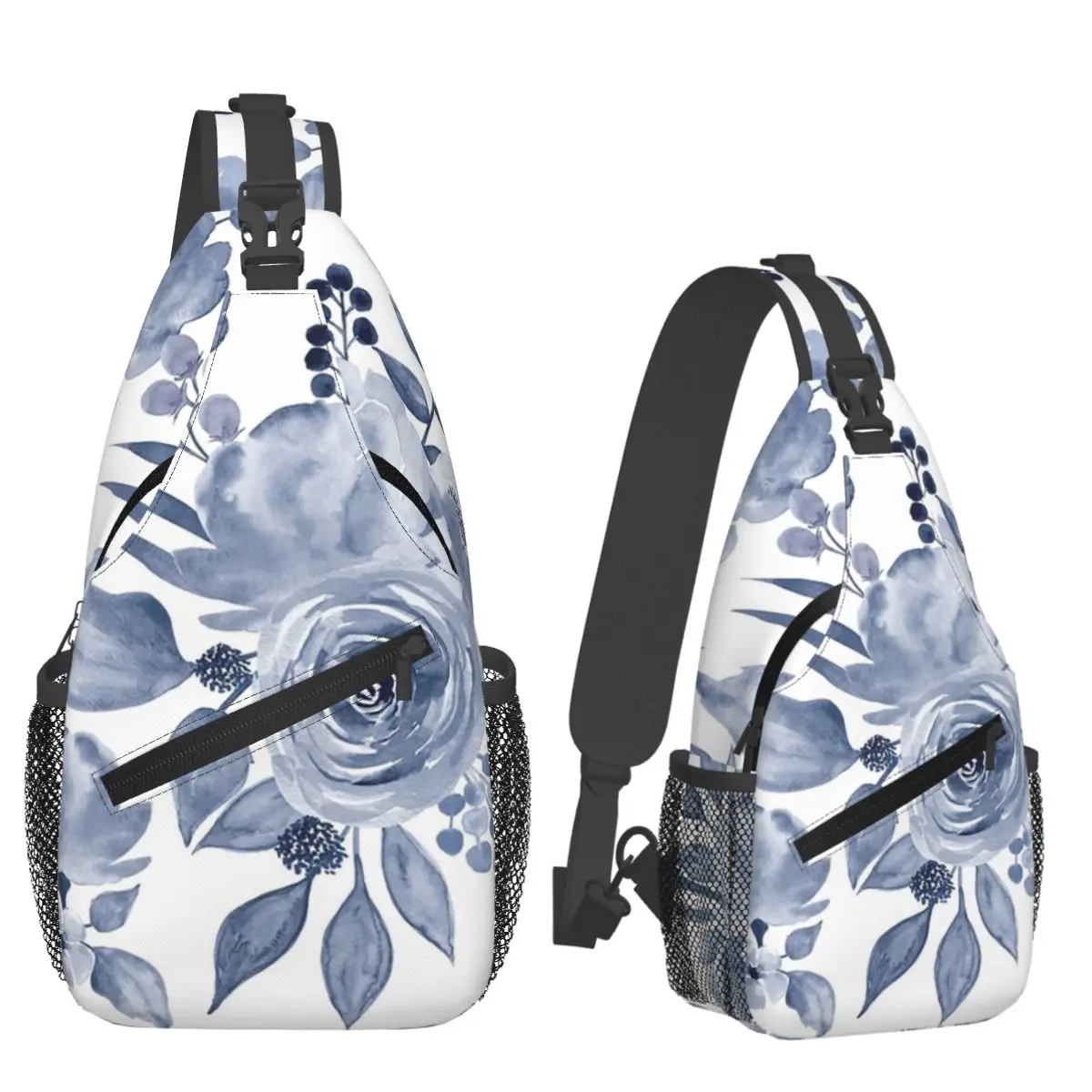 Hamptons Style Floral Design Chest Bag Men Sling Crossbody Backpack Chest Bag Travel Hiking Daypack Shoulder Bag
