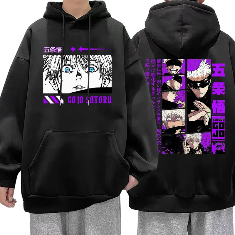 Anime Jujutsu Kaisen Gojo Satoru Hoodie for Men Women Hoodie Autumn Winter Long Sleeve Hooded Pullover Plus Size Streetwear