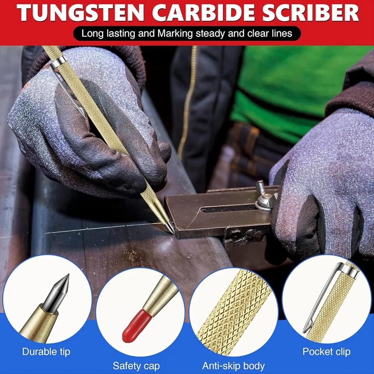 Latest ABBQ-Carpenter Pencil Set, 4 Colorful Solid Carpenter Pencils with Sharpener, Refills, Automatic Center Punch