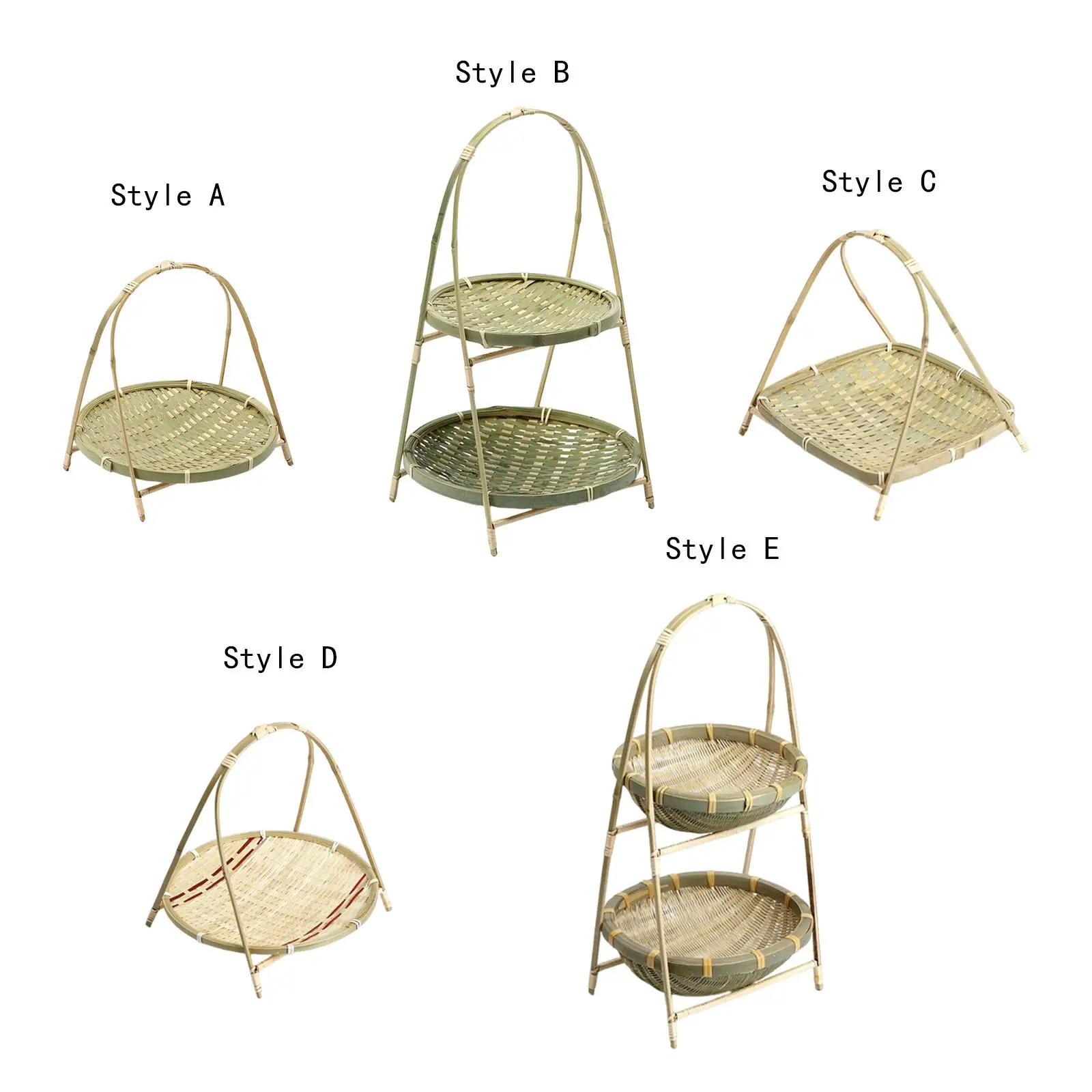 

Bamboo Woven Basket Rustic Lightweight Vegetable and Fruit Storage Basket for Party Holiday Party Treats Picnic Daily Household