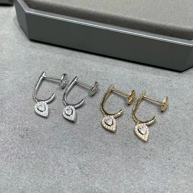 

New 2023 Trend Classic High Quliaty Famous Brand Luxury Jewelry Earrings For Women Small Water Drop With Zircons Pure 925 Sliver