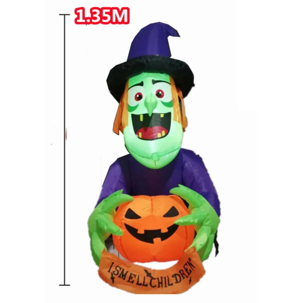 1.35 متر/4.5FT هالوين نفخ جدار تسلق نموذج ساحرة المدمج في LED في الهواء الطلق فناء ديكور حديقة المنزل مهرجان الرعب الدعامة