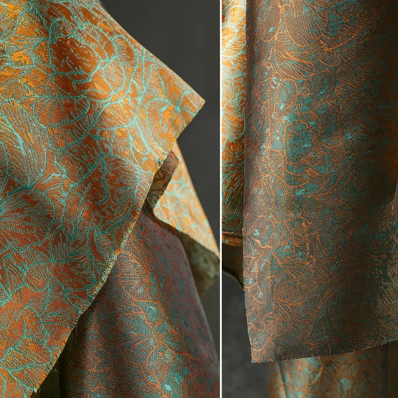 

Лотос Оранжевый Зеленый Текстура Жаккардовый Хрустящий Светоотражающий Позолоченный Костюм Куртка Лошадиное Лицо Юбка Дизайнерская Одежда Ткань