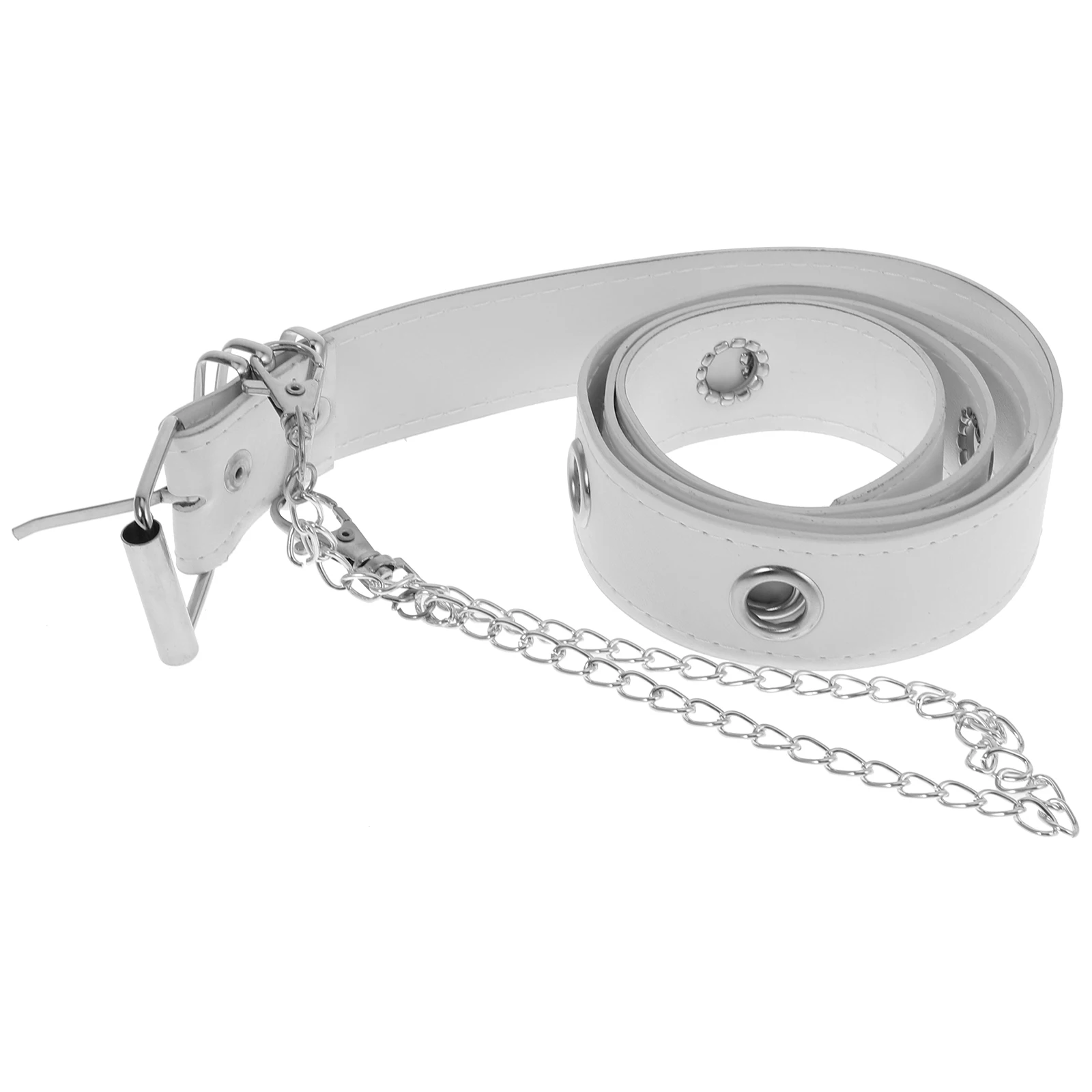 

Round Hole Belt Premium Artificial Fashionable Waist Belt Durable Metal Buckle Punk Style Women Dress Accessory Leisure