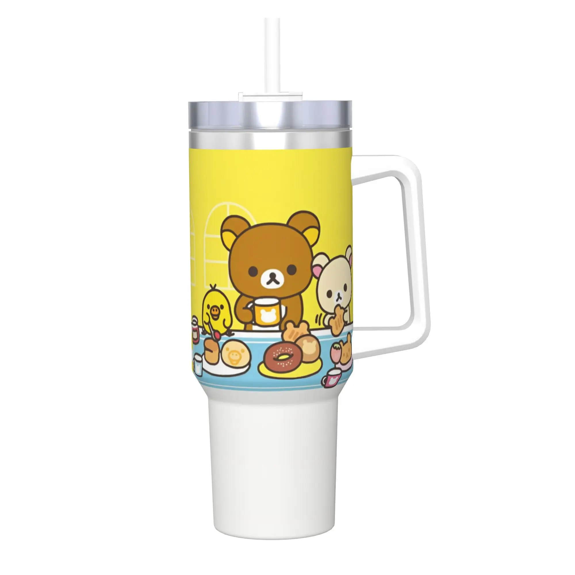 

Термокружка Rilakkuma с крышкой, милая, из нержавеющей стали, с двойными стенками, 40 унций