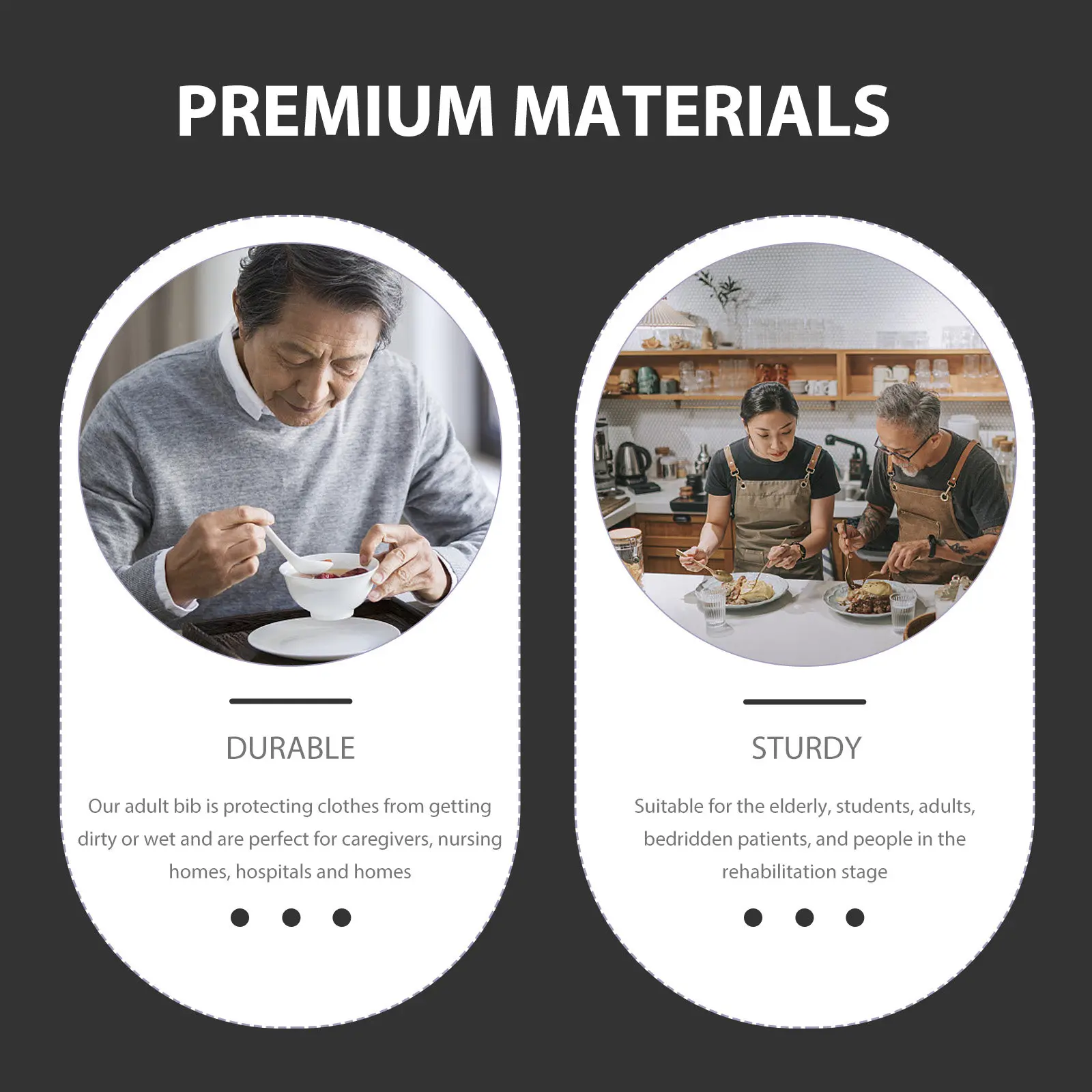Waterproof Adult Bib Wear-Resistant Delicate Dinner Bib Reusable Elderly Clothing Protector for Eating Caregiver Nursing Home