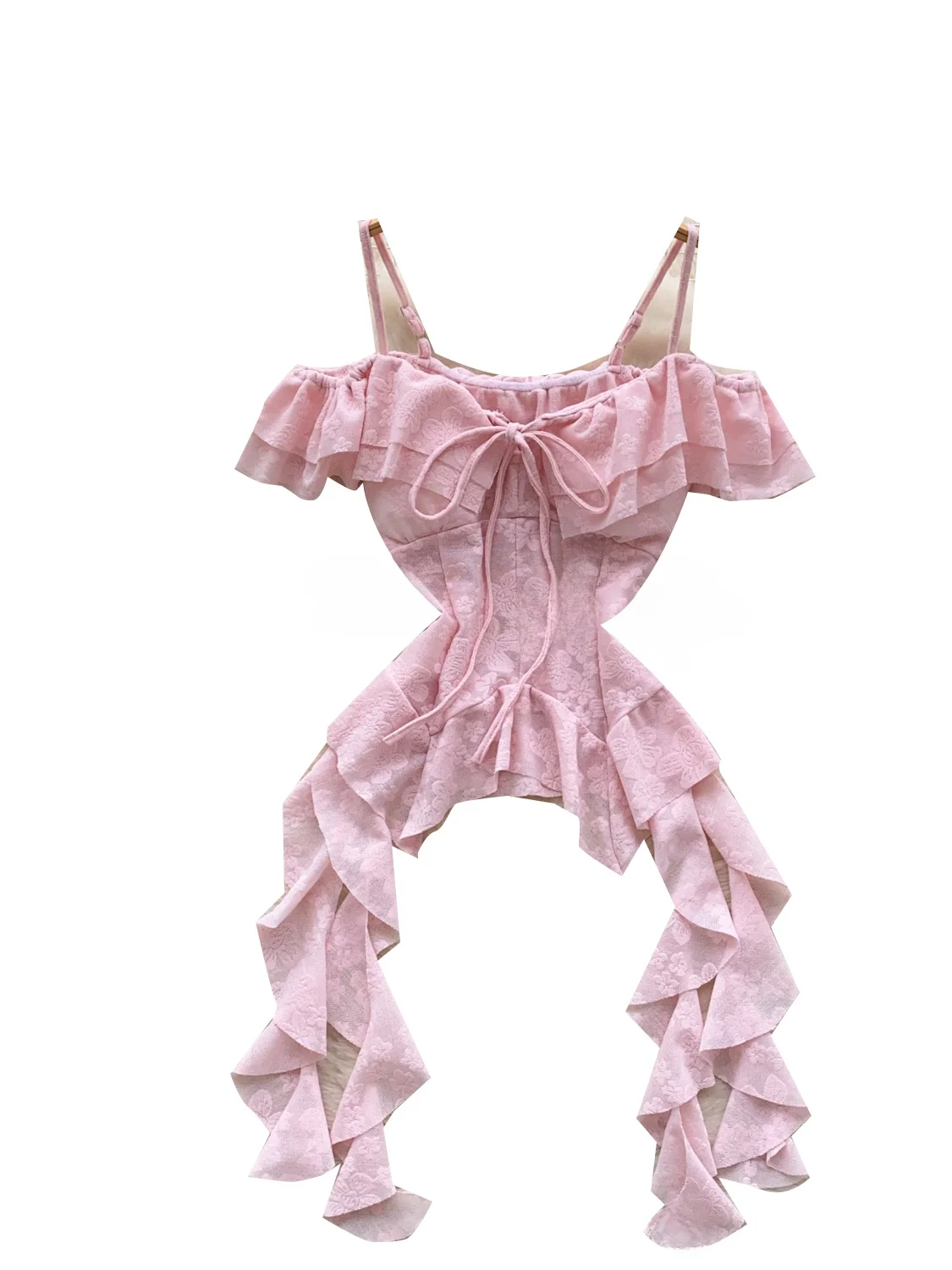 Design Sensation Irregular Hem Blouse Women's Slim Fit oulder Strap irt Spring Summer Pure Desire Sle Korean Version