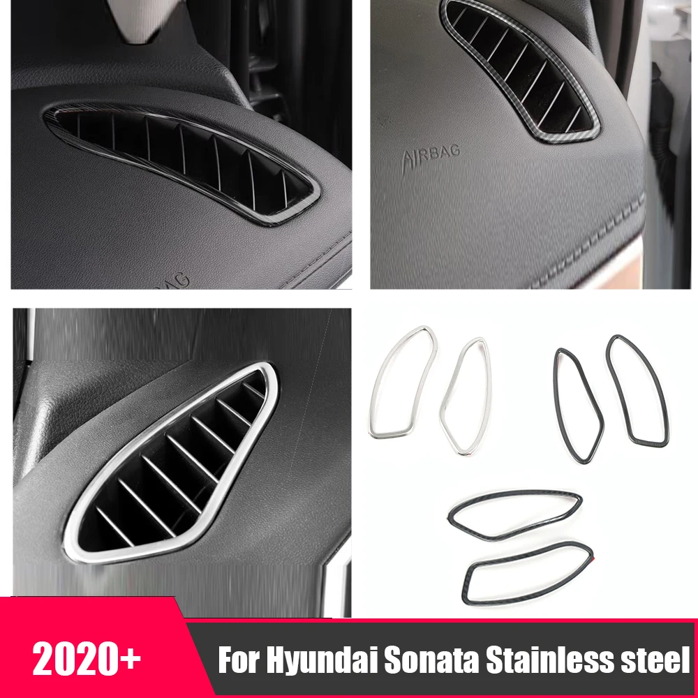 

For Hyundai Sonata DN8 2020 2021 Stainless Car Front panel air outlet bright circle Decor cover trim Auto styling Accessories