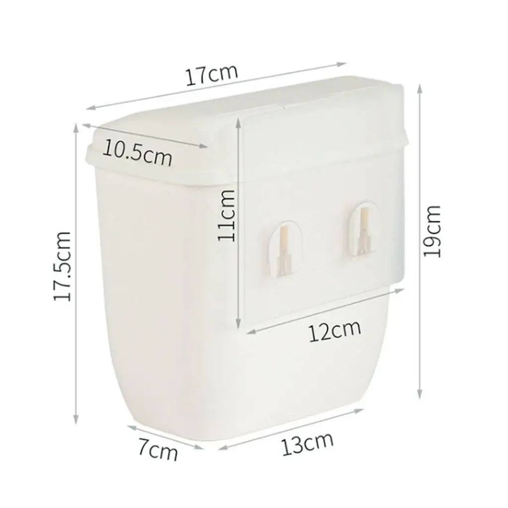 Hanging Waste Container Small Covered Trash Bin Slim Rubbish Basket for Narrow Opening Kitchen Cabinets