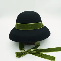 Kobiety jednokolorowe czapka zimowa gumowa koronka w górę panie wiadro Cloche melonik z szerokim rondem kościelna suknia ślubna Party Fascinator Hat