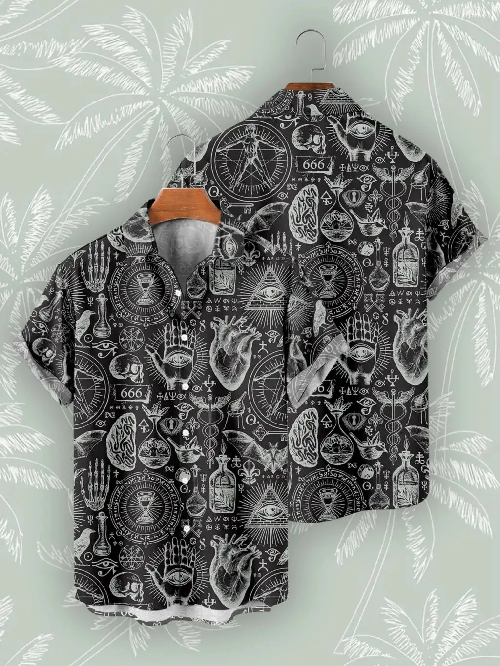 Men's Short Sleeve Y2k Shirts High Quality Oversized Skull Streetwear Vintage Hawaiian Shirt Blouses Summer Beach Tops Clothing
