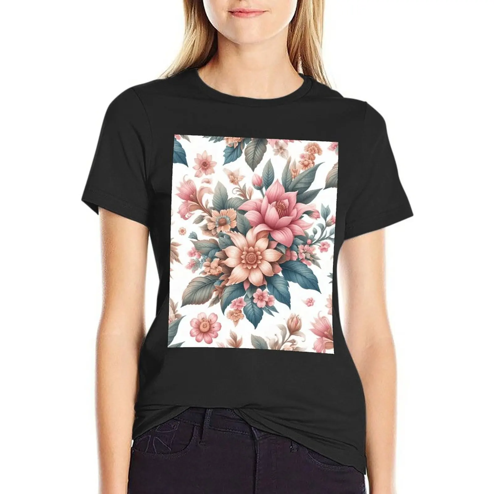

Flowers T-Shirt quick-drying vintage sublime funnys T-shirt Women