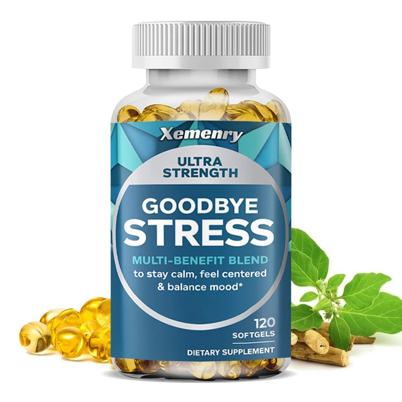 Natural Goodbye Stress, 120 Capsules Contains GABA, L-Theanine, Mood and Stress Relief, Gluten Free, Non-GMO