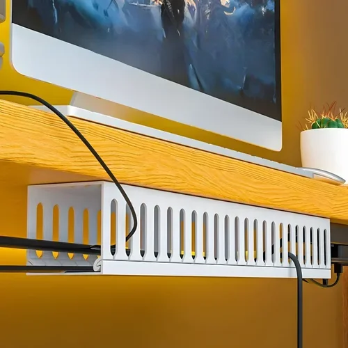 Imagen 2 del producto Estante para cables debajo de la bandeja de escritorio, soporte para administrador de cables, Panel, organizador de cables, vía de cables retardante de llama para caja de gabinete Industrial