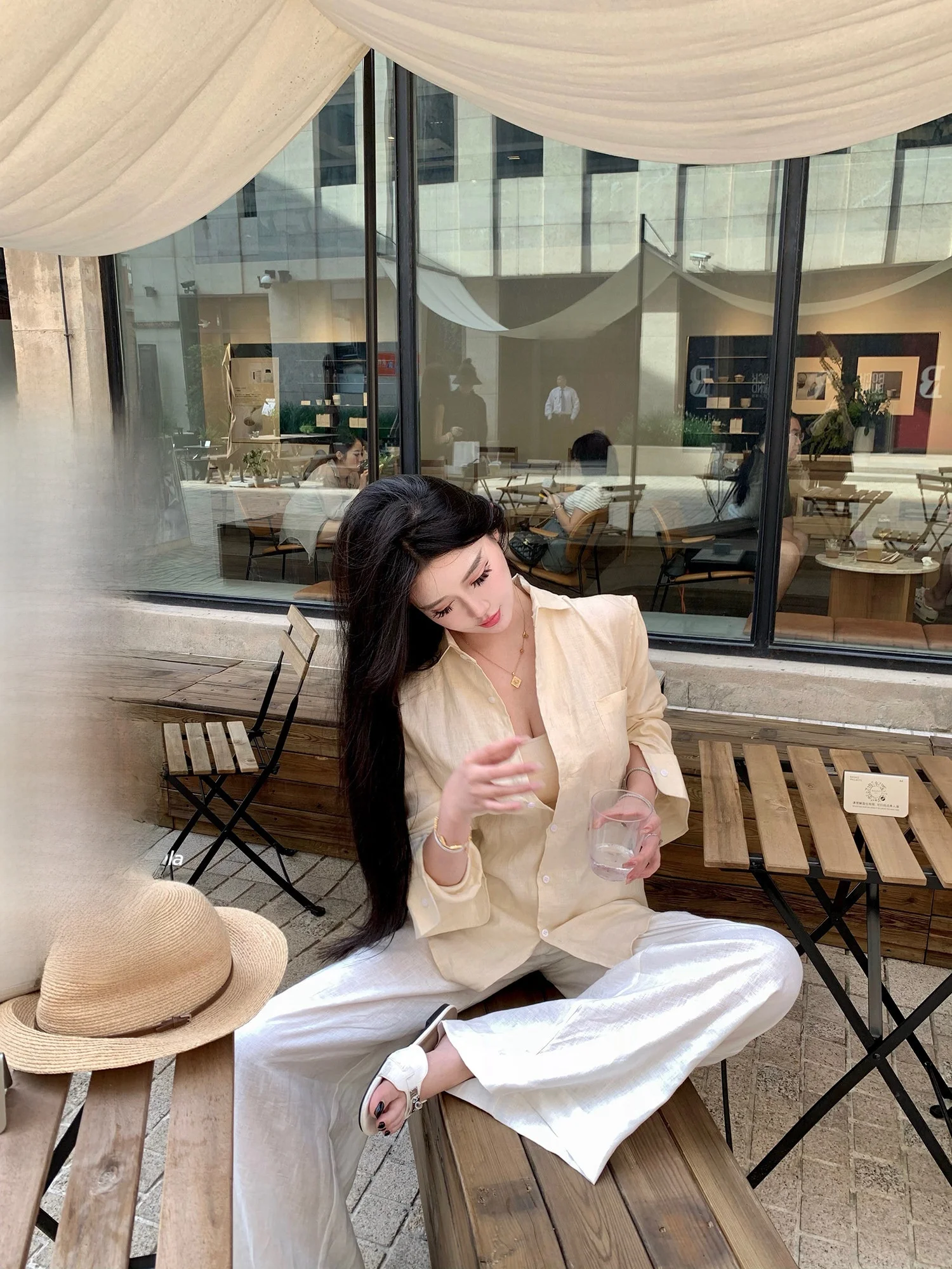 

Комплект из льняных брюк Viola High Line: комфортные, модные, премиум-класса, легкие в уходе, элегантные, для женщин, летние, прямого кроя