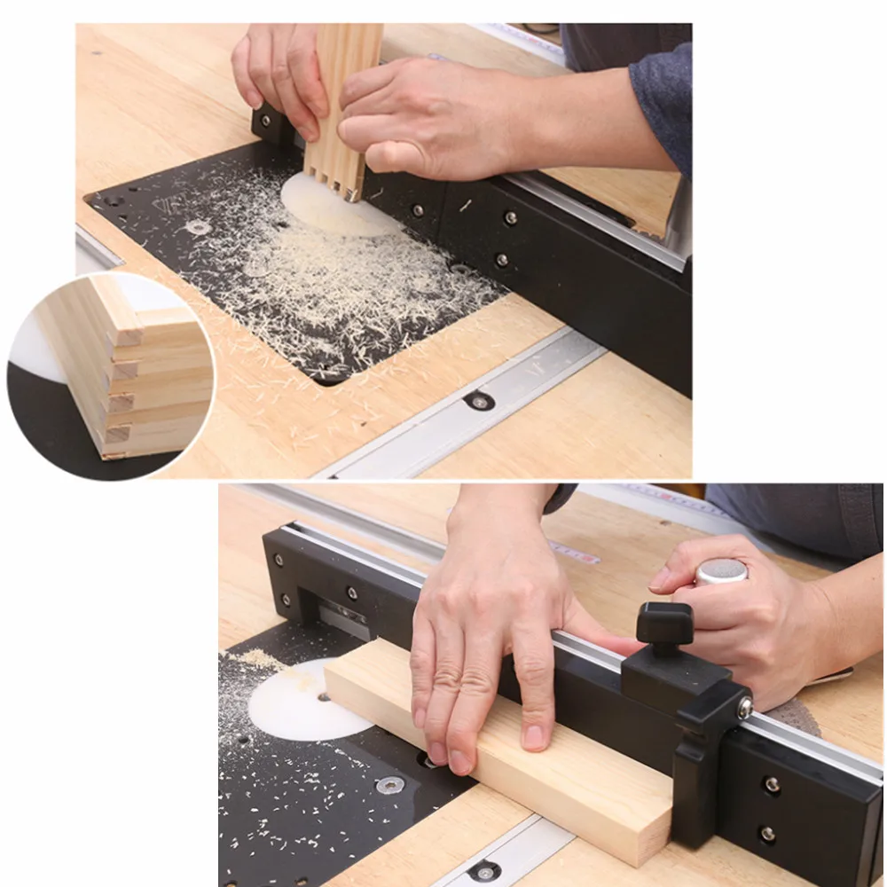 Milling Table Miter Gauge Fence W/ Tenon Block and Repetitive Cut Flip Stop and Scale for Wood Workbench Router Table Saw Table