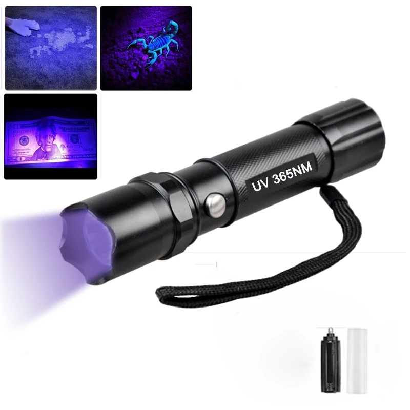 

New Arrival ANYGO 365nm 395nm UV Flashlight Portable 395nm UV Torch Rechargeable Ultraviolet light for Money Detect