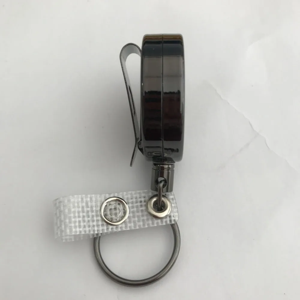 Recoil Belt ID Lanyard Pull Heavy Duty Retractable Office Supplies Badge Reel Clip Badge Holder Clip Keychain Key Ring Clips