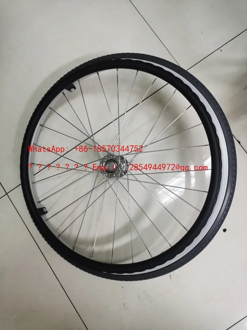 Wheelchair Rear Wheel 22 Inch 22x1 3/8 Wheel Assembly Solid Tire Fittings