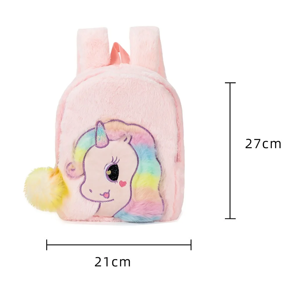 Neue Mode Einhorn Niedlichen Cartoon Weichen Plüsch Rucksack Kindergarten Mädchen Niedlichen Rucksack Große Kapazität Mädchen Rucksack
