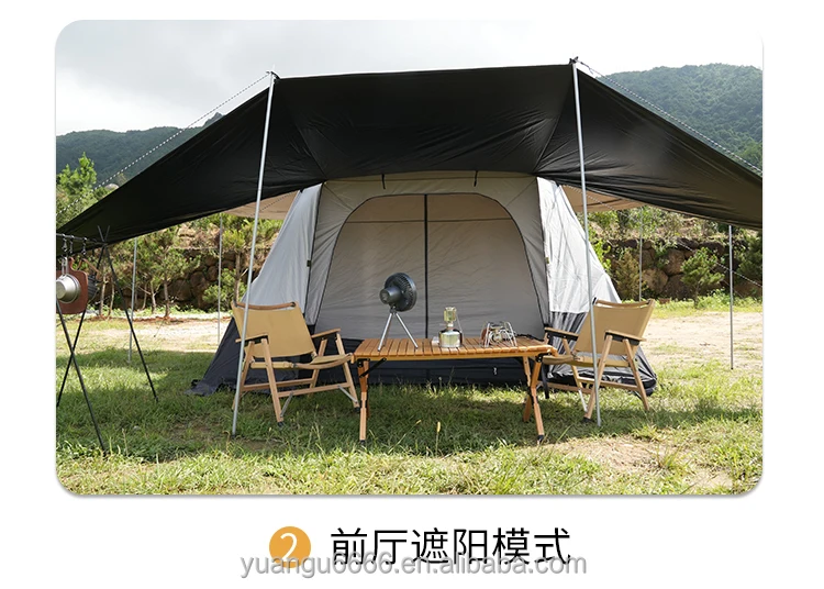 8-10 Persons Large Size Waterproof Two Bedrooms Camping Tents Customized Glamping Family Beach Outdoor Automatic Tent
