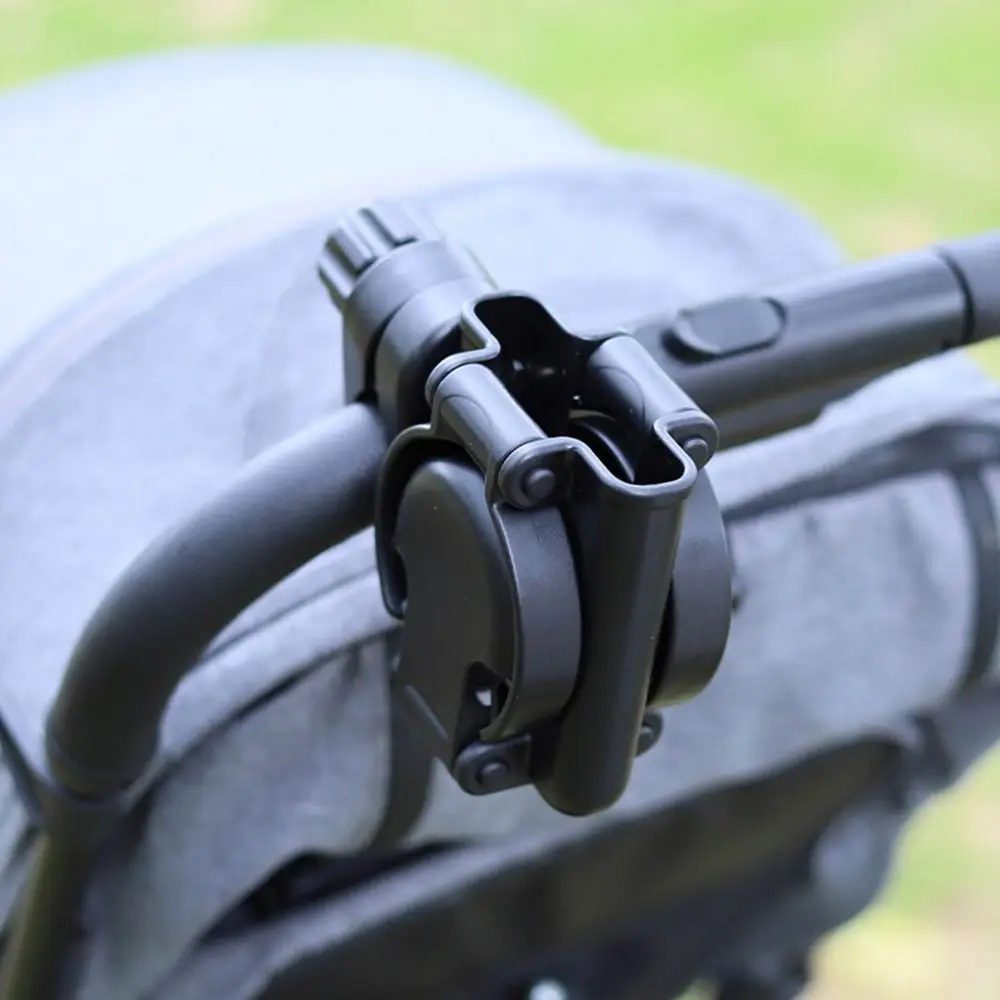 3 in 1 Stroller Cup Holder Foldable Double Cup Drink Rack Space Saving 360 Degree Rotating Pushchair Bottle Organizer