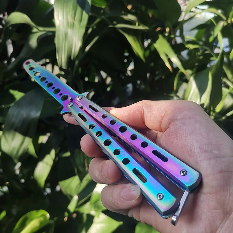 Beginner Butterfly Knife Seven-Hole Butterfly Practice Knife Training Knife All-Steel Butterfly Comb Blade Tool For Outdoor Game