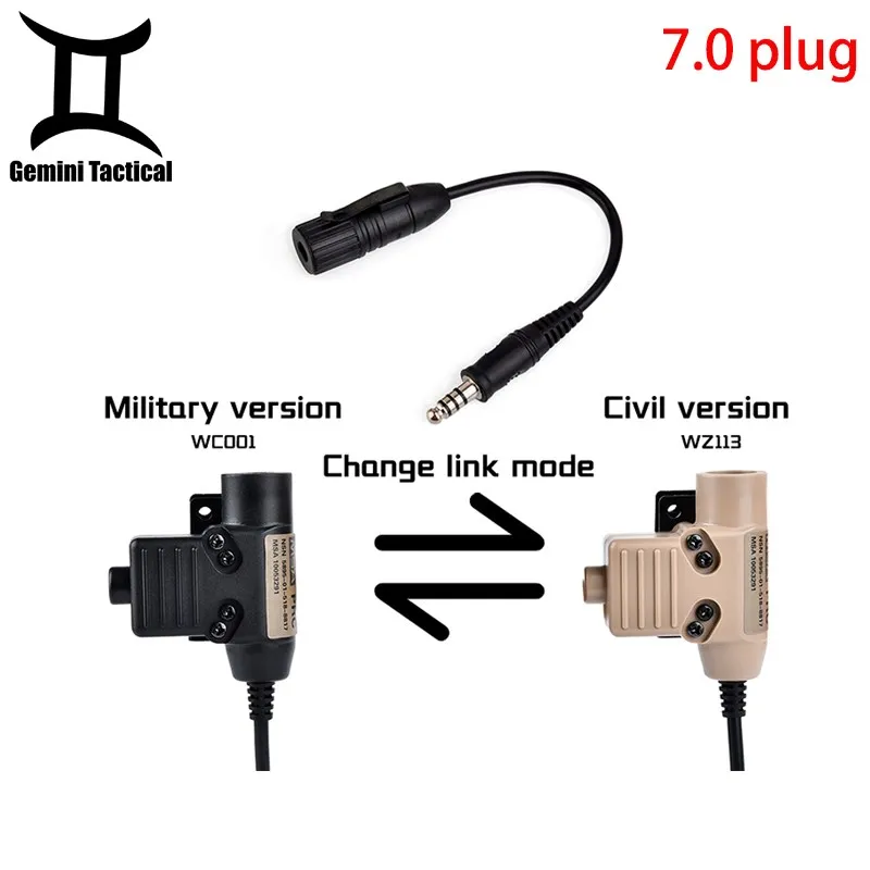 Tactical Headset Wiring Transform Adapter Full Series Headphone U94 PTT Adapters Softair Militry Headsets Converter Accessories