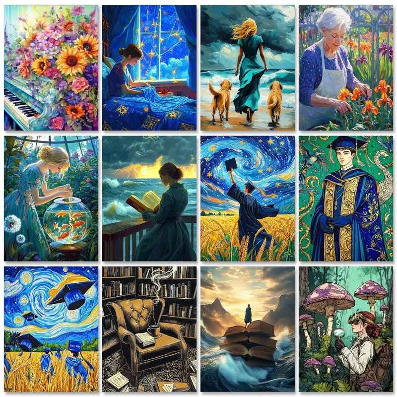 

RUOPOTY Frame Diy Painting By Numbers Kits Flower Drawing Coloring By Numbers Diy Ideas Handicrafts For Home Decors