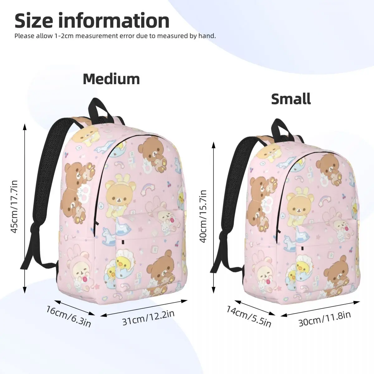 Bebê rilakkuma e amigos mochila clássica ao ar livre estudante trabalho daypack para homens mulheres computador portátil bolsa de ombro